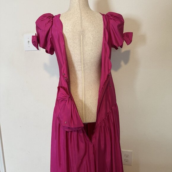 VTG Alfred Angelo Dress Small 80s Hot Pink Satin Bridesmaid Prom USA Union Made - Picture 8 of 16